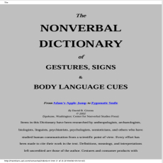 The Nonverbal Dictionary Of Gestures, Signs & Body Language Cues - David B Givens The Nonverbal Dictionary Of Gestures, Signs & Body Language Cues - David B Givens